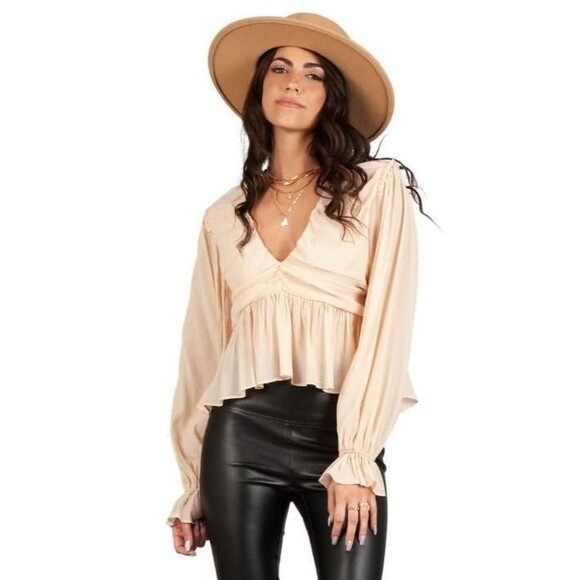 Lucca Couture JANELLE RUFFLE BOHO BLOUSE - Picture 1 of 4